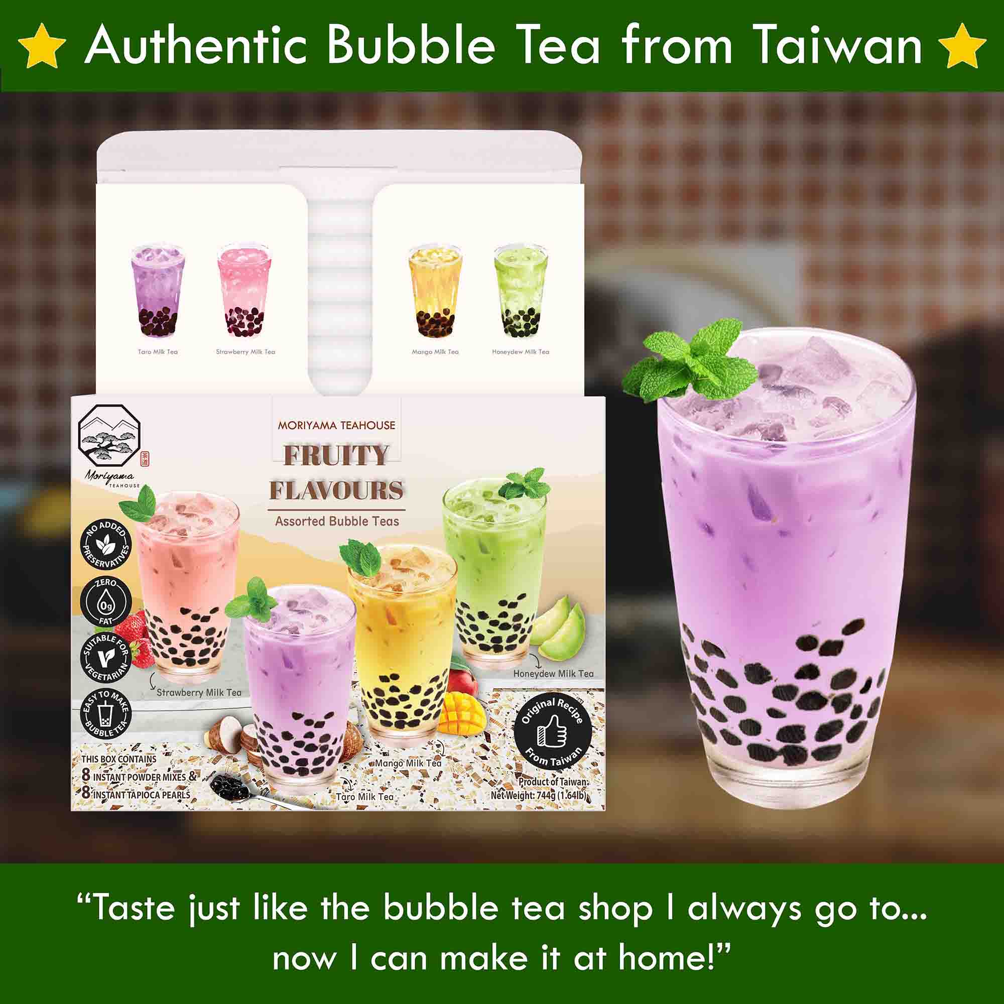 bubble tea is of authentic Taiwan recipe