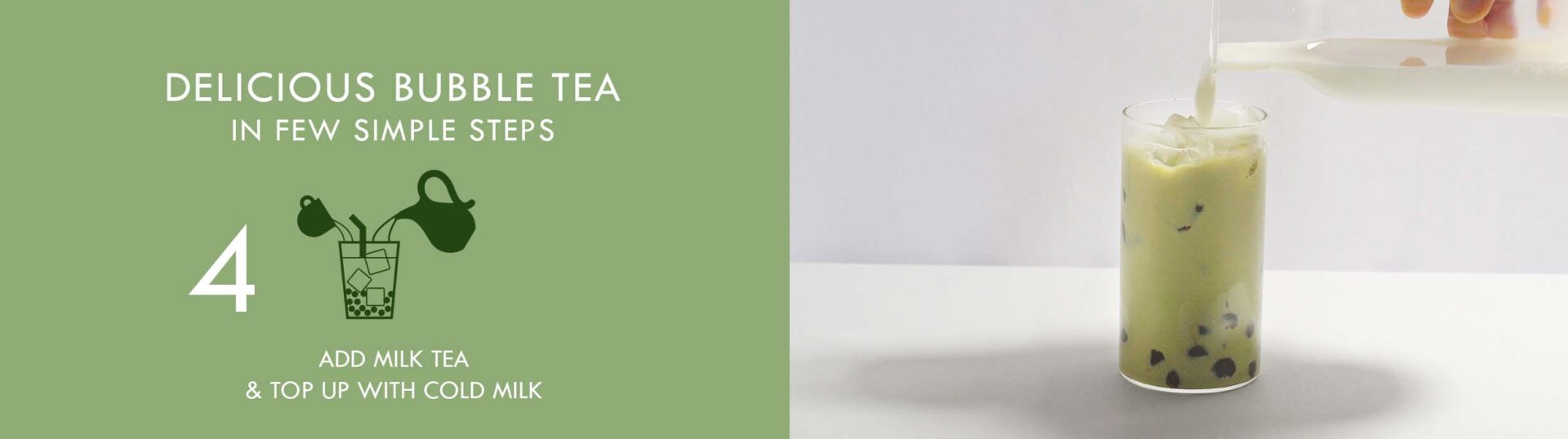 bubble tea instruction slides step 4 top up milk tea with milk